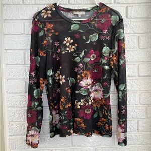 Anatomie Floral Long Sleeve Top - Black and Multicolor